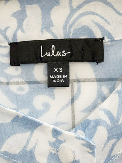 lulus floral chiffon ruffle shoulder blouse - good market thrift store