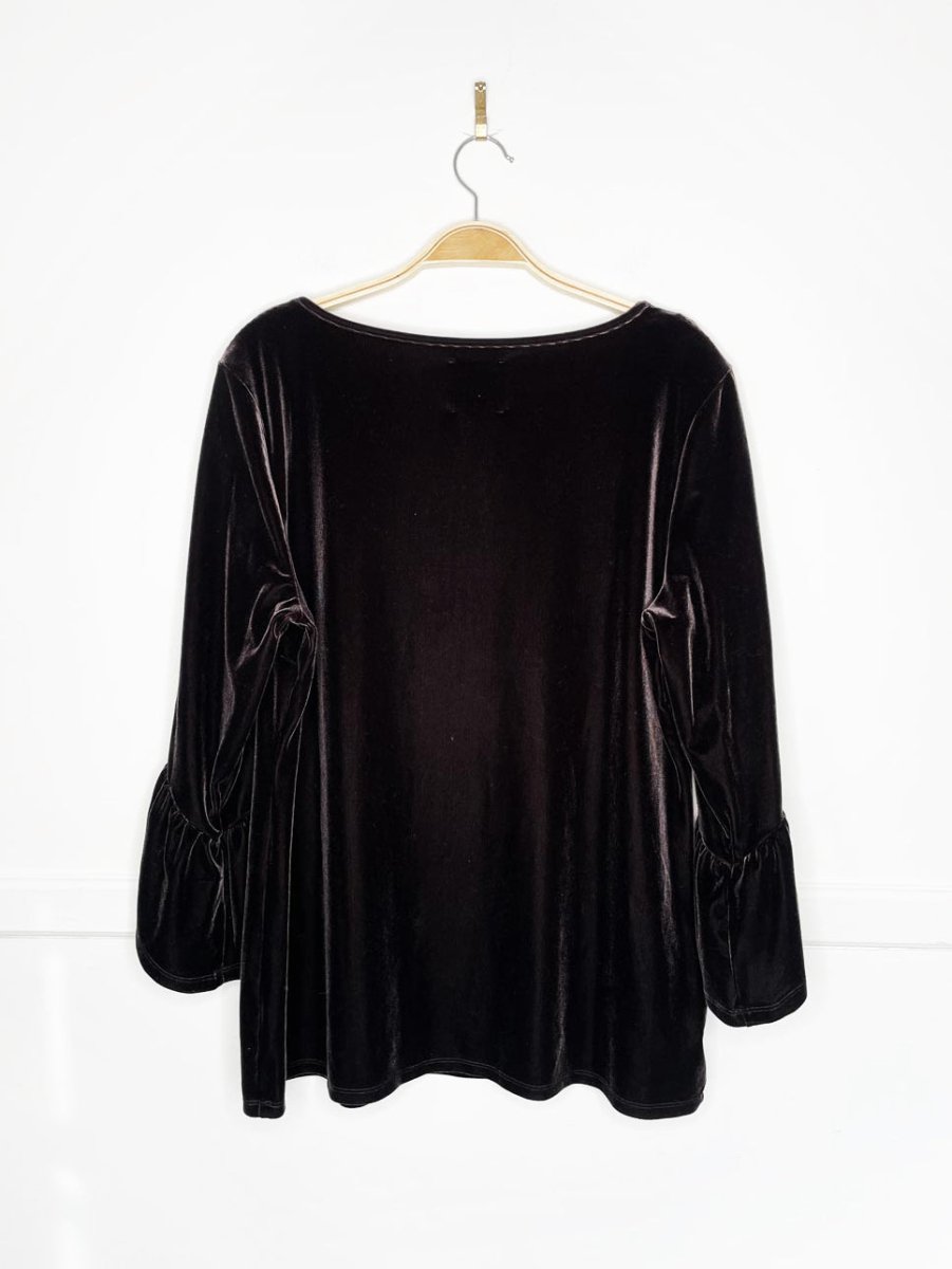 lyssé remy velvet ruffle sleeve top - good market thrift store