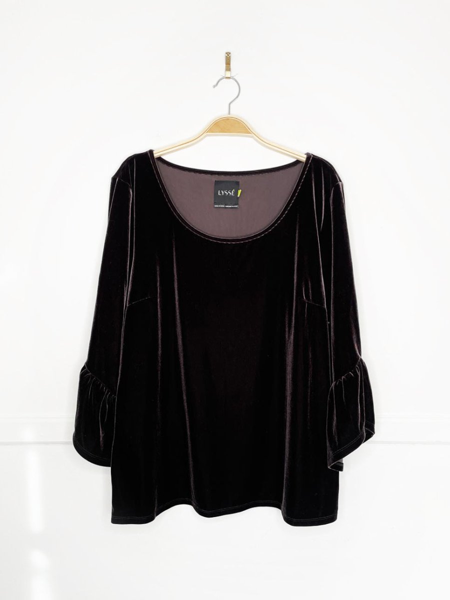 lyssé remy velvet ruffle sleeve top - good market thrift store