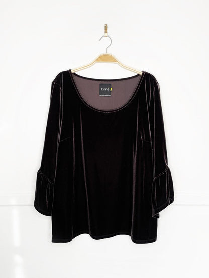 lyssé remy velvet ruffle sleeve top - good market thrift store