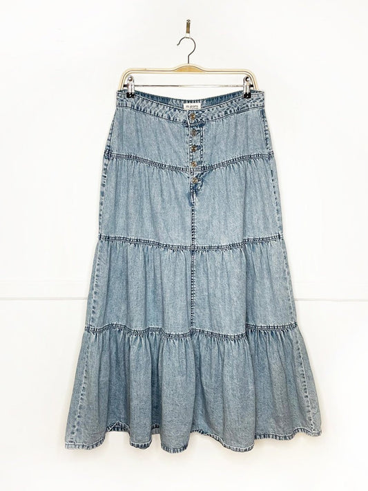 m jeans by maurices denim prairie tiered maxi skirt - good market thrift store