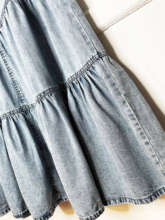 m jeans by maurices denim prairie tiered maxi skirt - good market thrift store