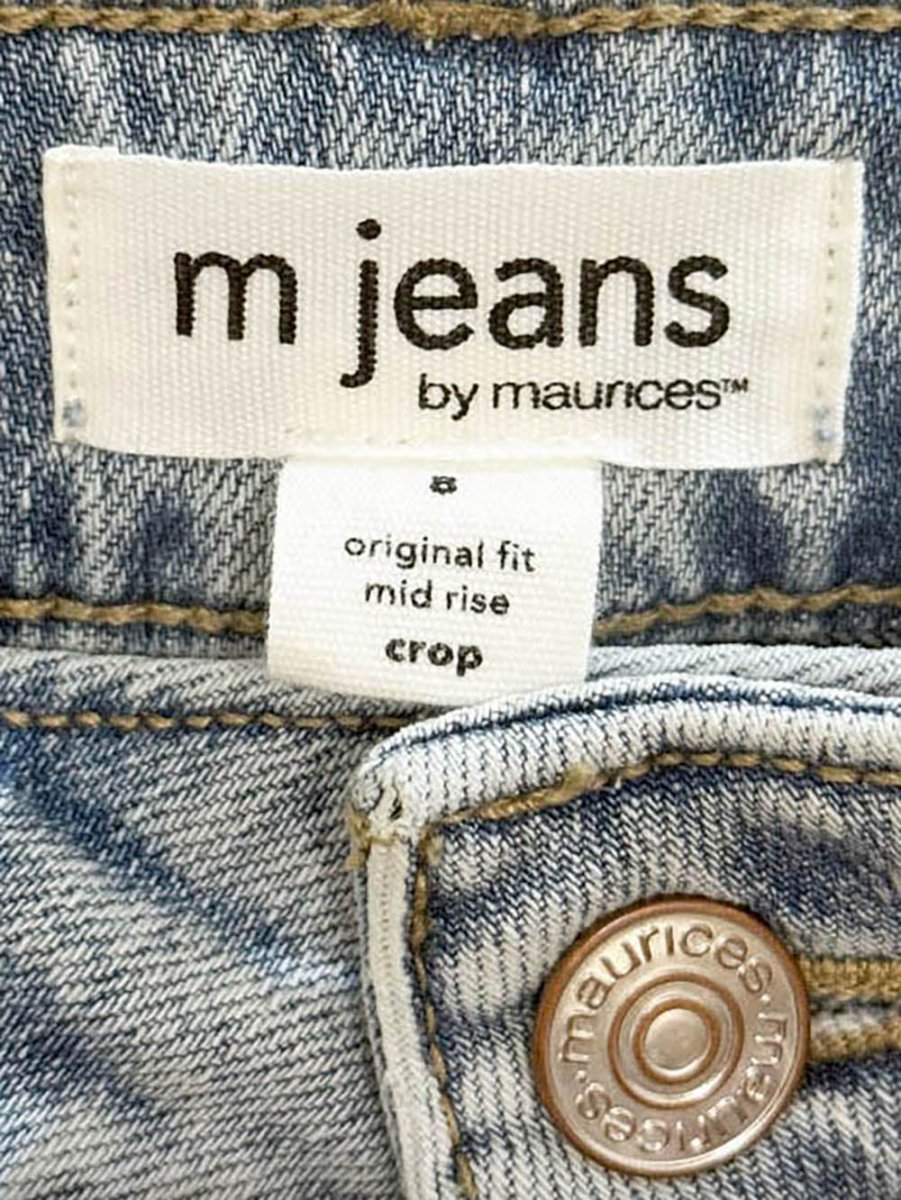 m jeans woven tie belt distressed mid rise crop mom jeans | by maurices - good market thrift store