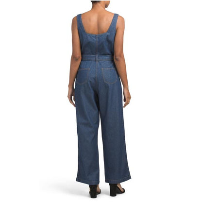 japna belted denim jumpsuit