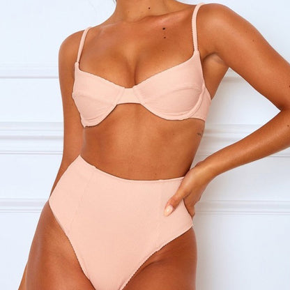 sarah's day x white fox swim ribbed bikini top