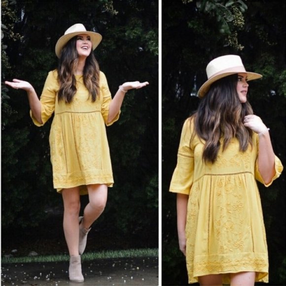 anthro akemi + kin embroidered boho dress