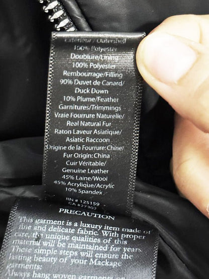 mackage signature raccoon fur collar down parka - good market thrift store