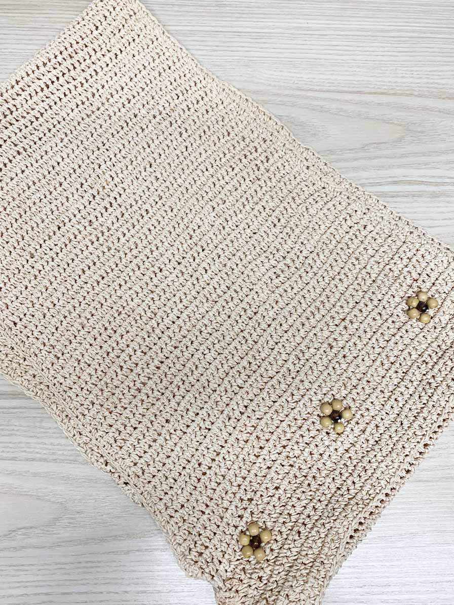 macrame raffia beaded flowers summer table runner - good market thrift store