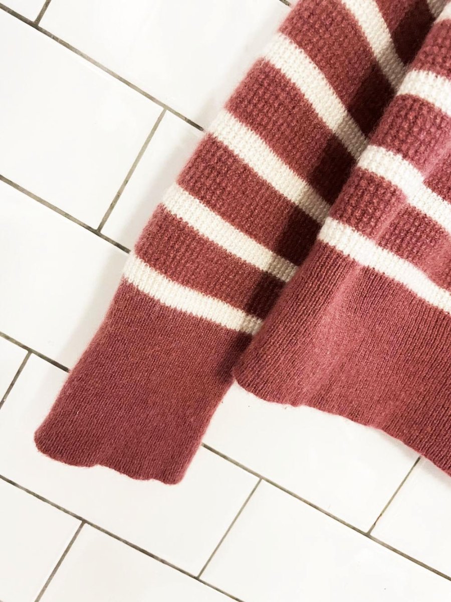 madewell 100% cashmere waffle stripe crewneck sweater - good market thrift store