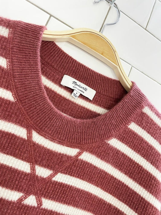 madewell 100% cashmere waffle stripe crewneck sweater - good market thrift store