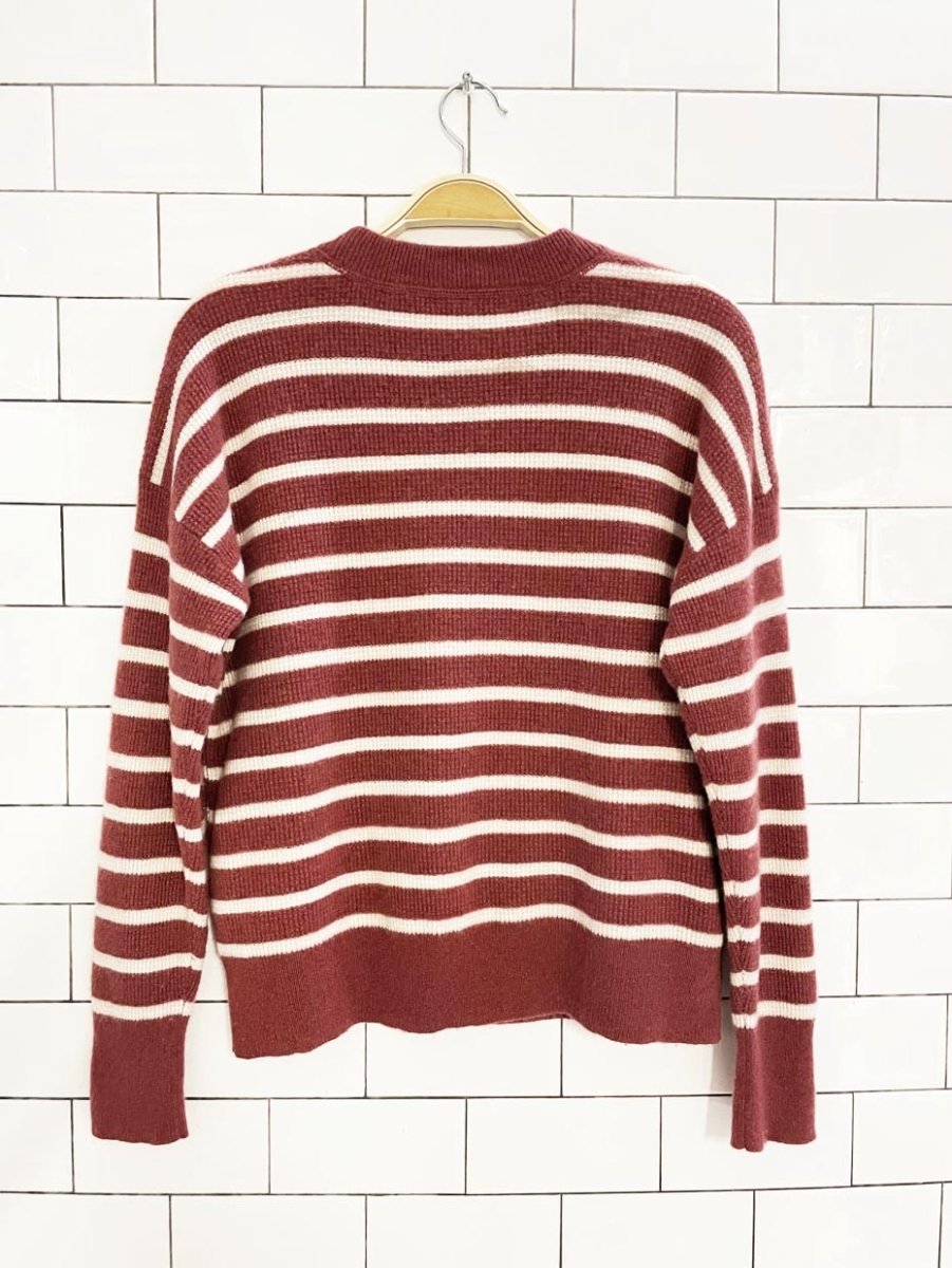 madewell 100% cashmere waffle stripe crewneck sweater - good market thrift store