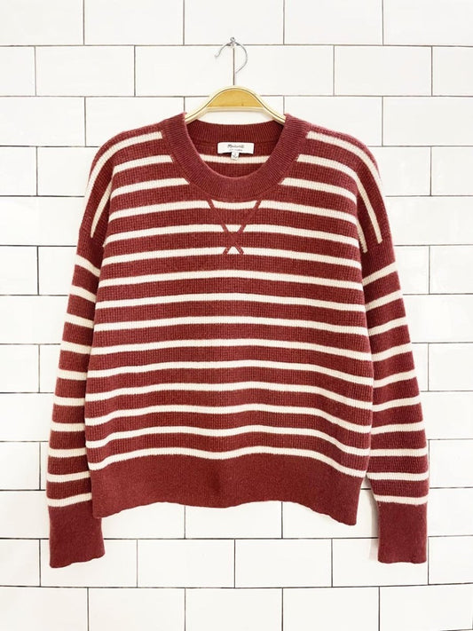 madewell 100% cashmere waffle stripe crewneck sweater - good market thrift store