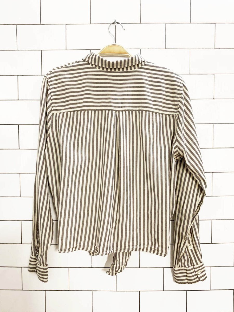 madewell maitland striped full button tie up shirt - good market thrift store