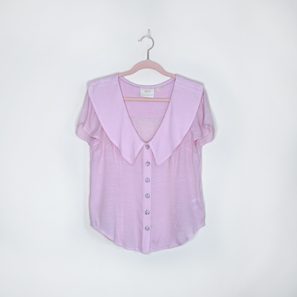 maeve pink austen short sleeve collared blouse - size 2