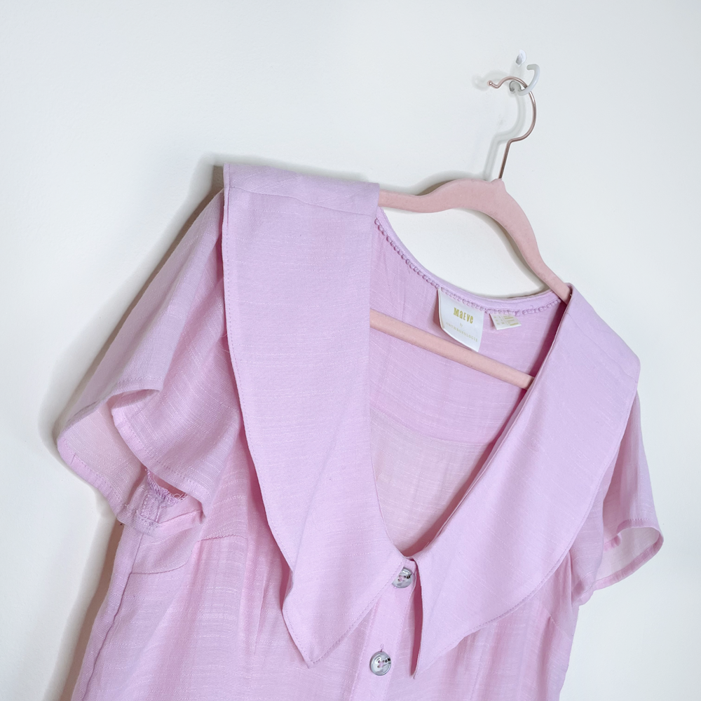 maeve pink austen short sleeve collared blouse - size 2
