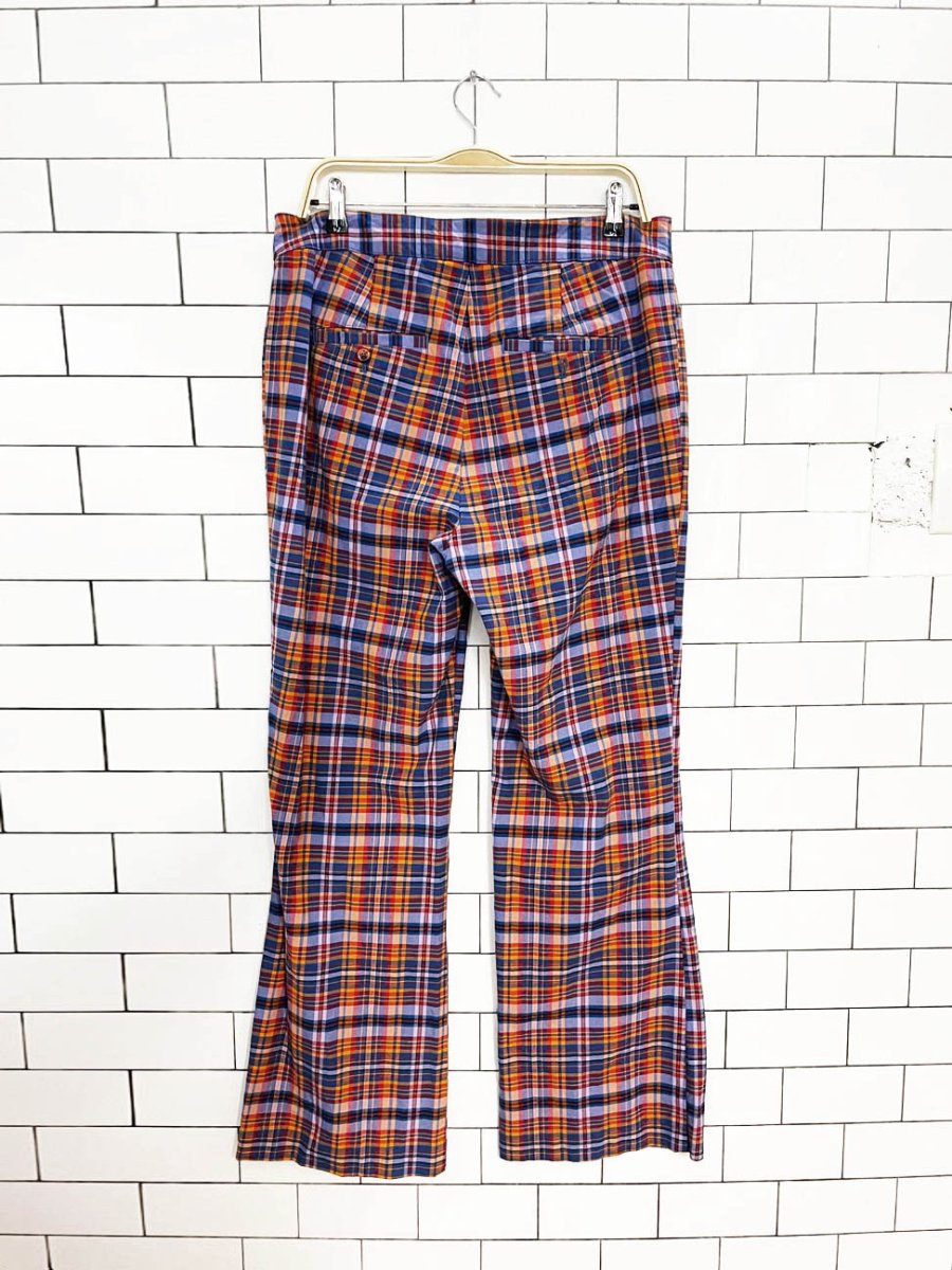 maeve retro 70s style plaid flare pants | anthropologie - good market thrift store