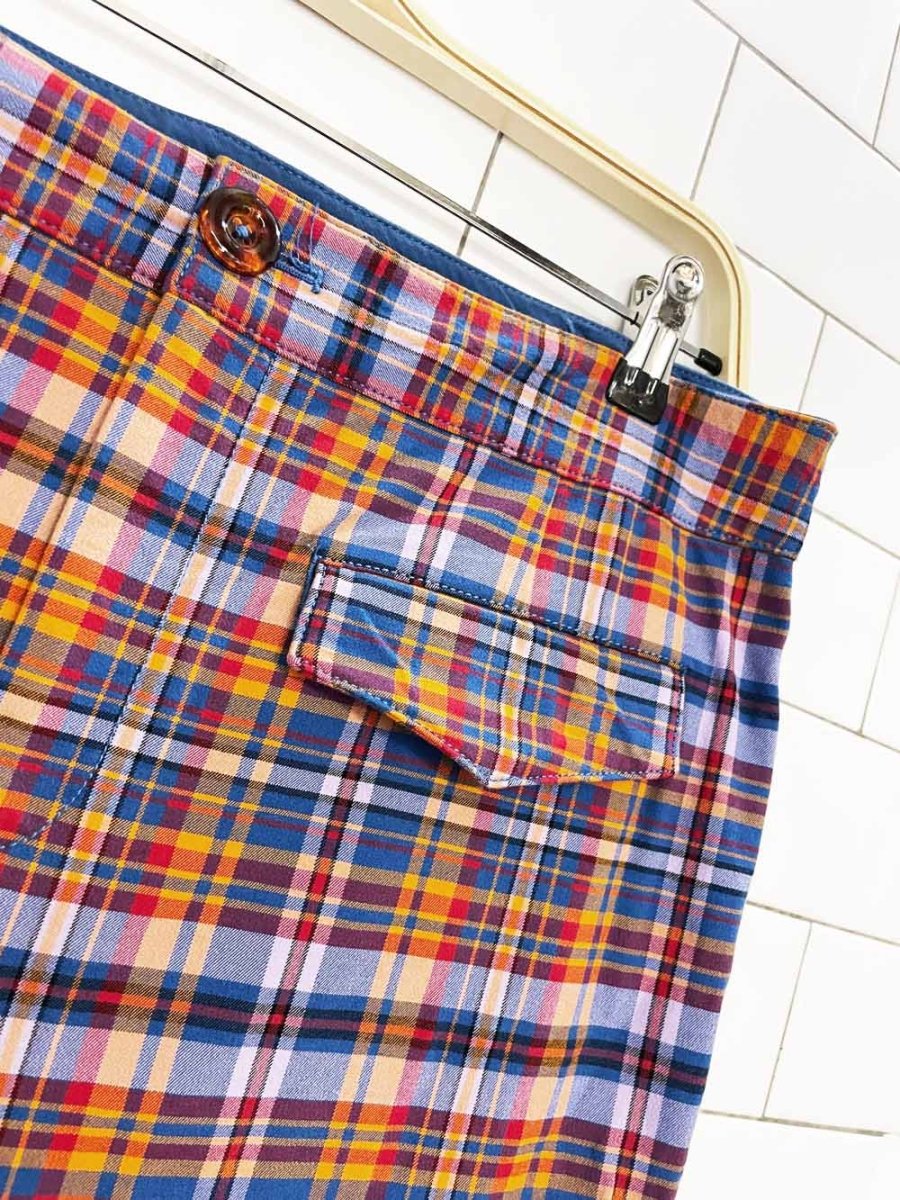 maeve retro 70s style plaid flare pants | anthropologie - good market thrift store