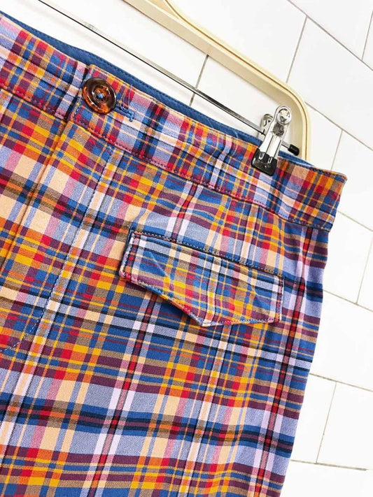 maeve retro 70s style plaid flare pants | anthropologie - good market thrift store
