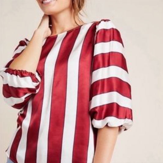 maeve maria candy cane stripe satin blouse - size 8