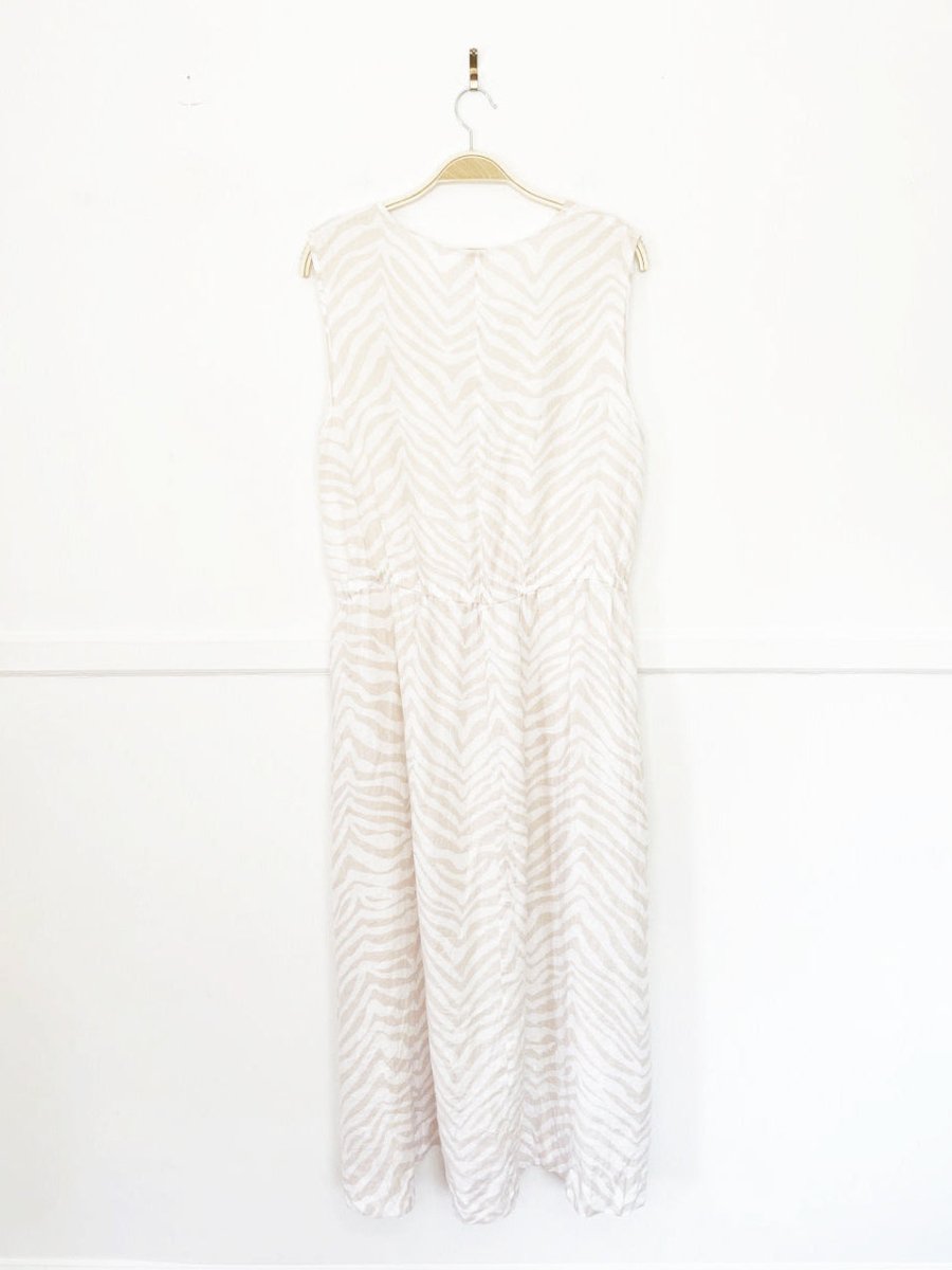 magaschoni 100% linen drawstring waist animal print maxi dress - good market thrift store