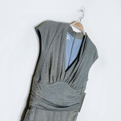 nwt maggy london blue gold ruched holiday dress - size 8