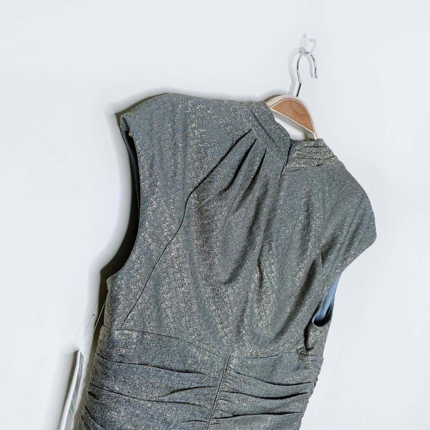 nwt maggy london blue gold ruched holiday dress - size 8