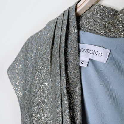 nwt maggy london blue gold ruched holiday dress - size 8