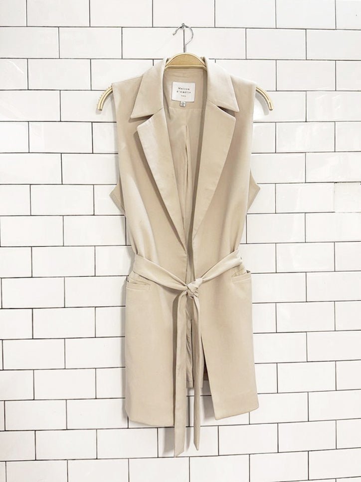 maison d'amélie sleeveless belted blazer | anthropologie - good market thrift store