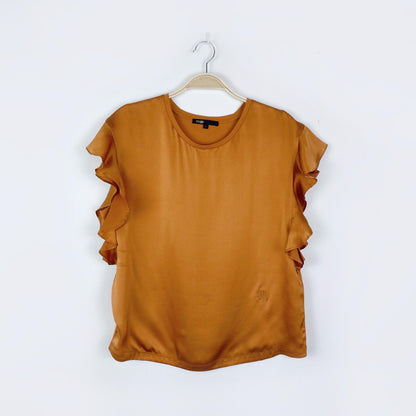 maje tola silk ruffle sleeve tee - size 1