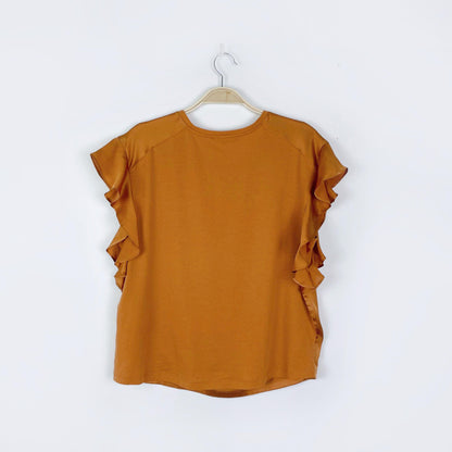 maje tola silk ruffle sleeve tee - size 1