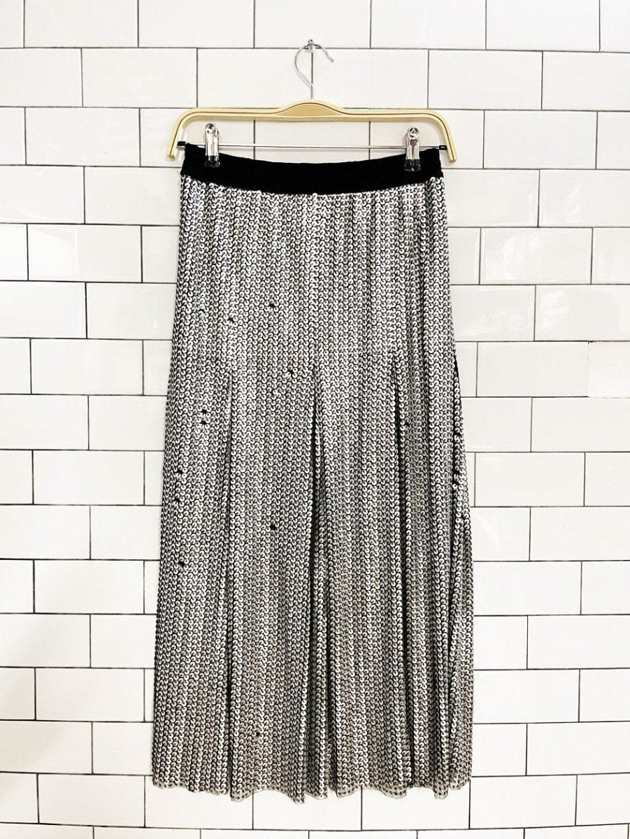 maje jaly sequin pleated midi skirt - good market thrift store