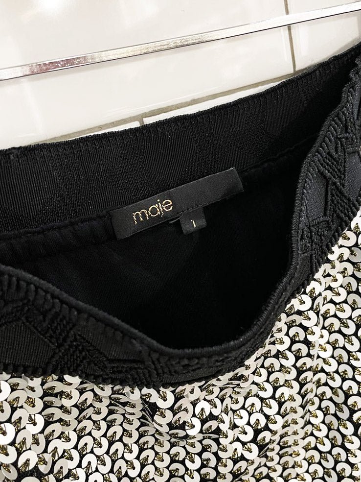 maje jaly sequin pleated midi skirt - good market thrift store