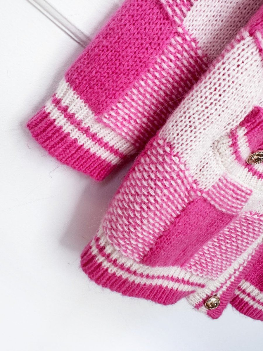 maje my square mohair-blend checkered knit cardigan - good market thrift store