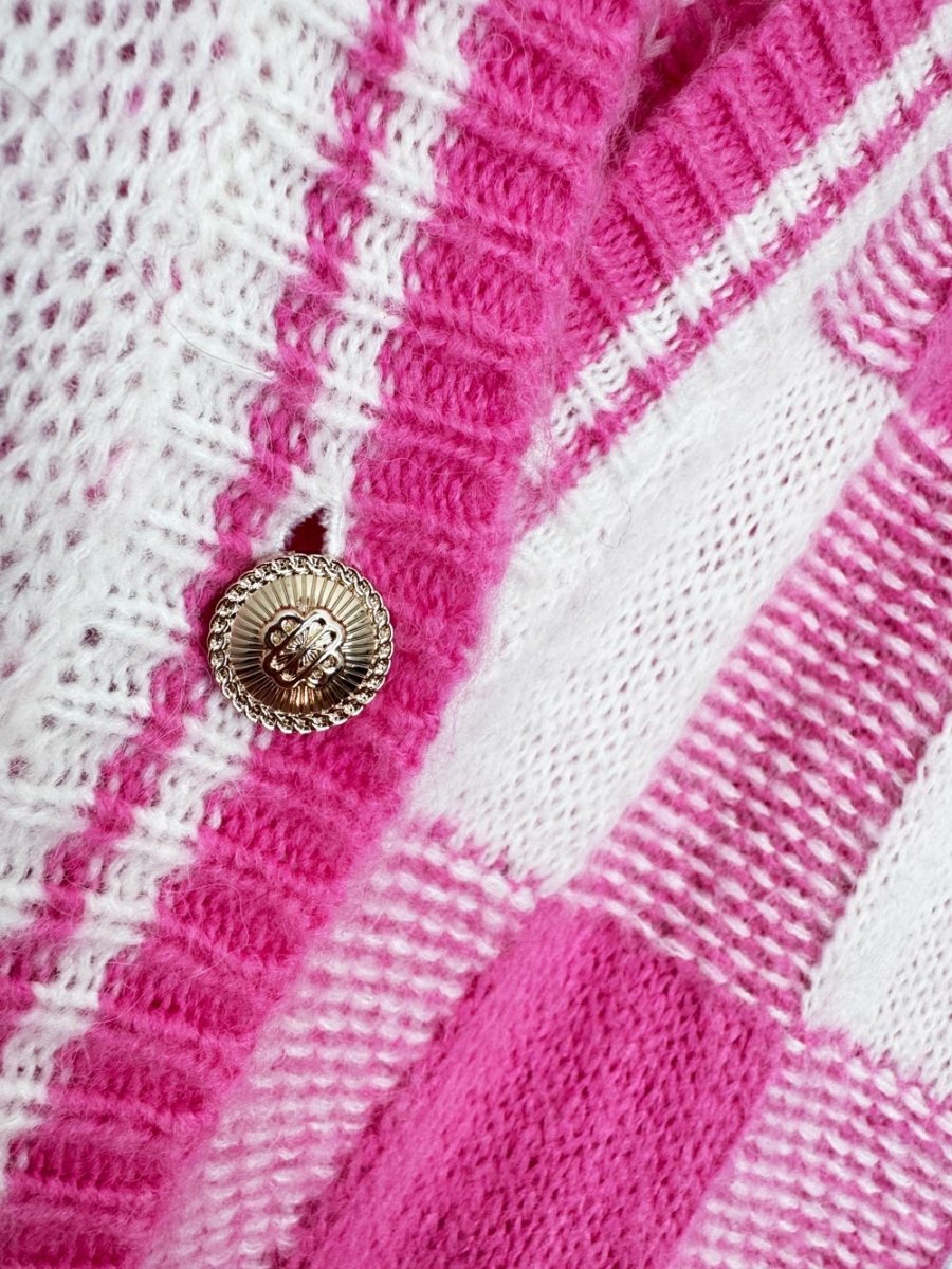 maje my square mohair-blend checkered knit cardigan - good market thrift store