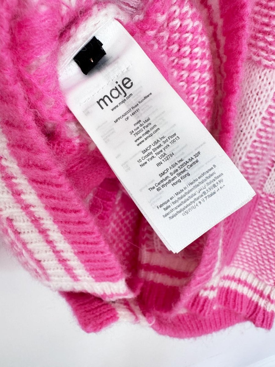 maje my square mohair-blend checkered knit cardigan - good market thrift store