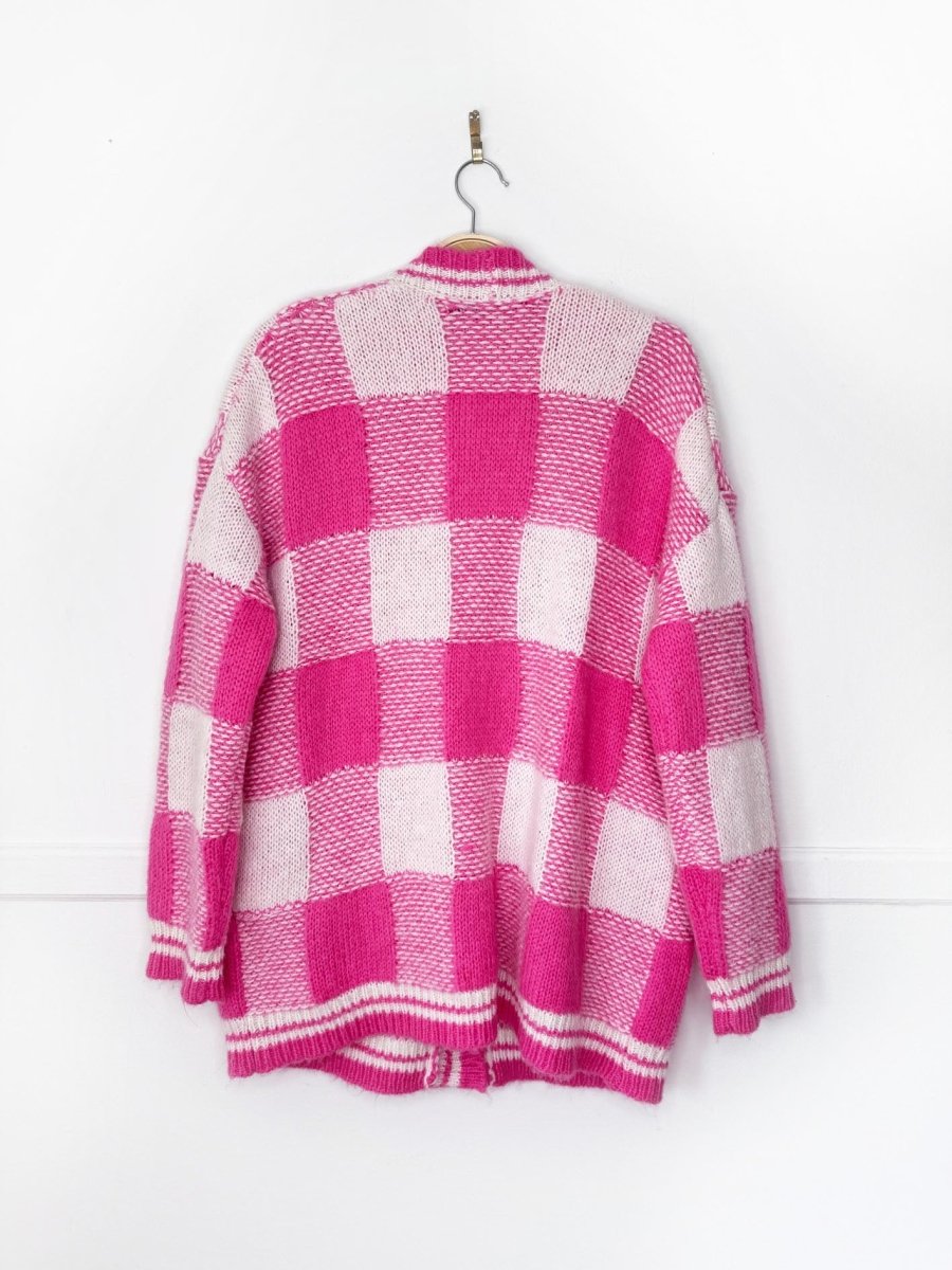 maje my square mohair-blend checkered knit cardigan - good market thrift store