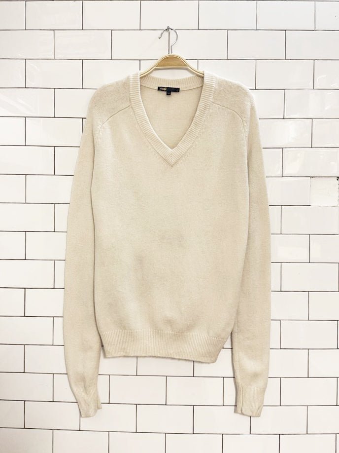 maje wool - cashmere oversized v - neck knit sweater - good market thrift store