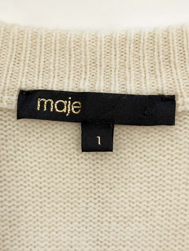 maje wool - cashmere oversized v - neck knit sweater - good market thrift store