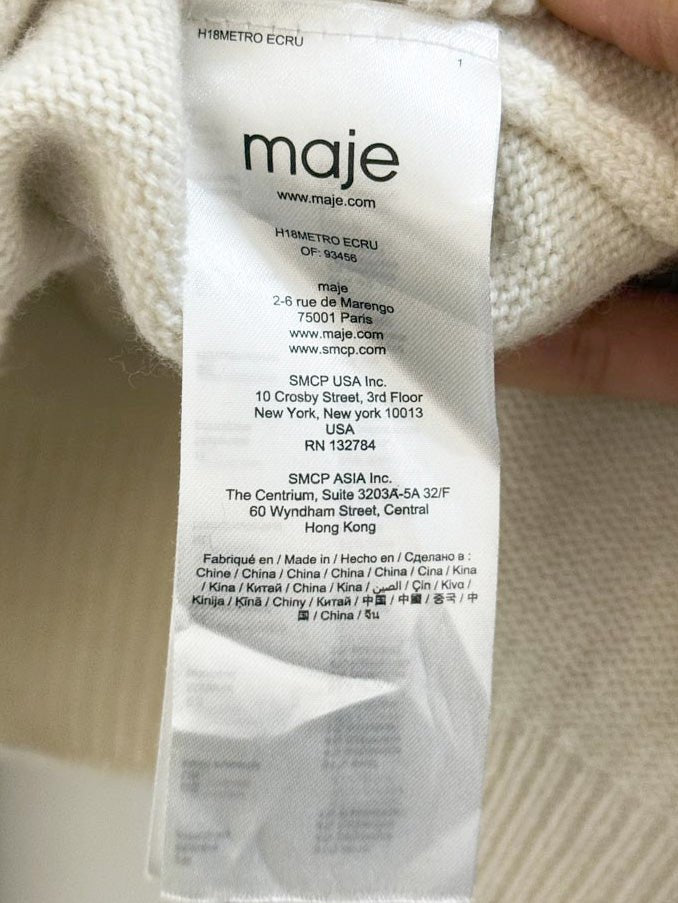 maje wool - cashmere oversized v - neck knit sweater - good market thrift store