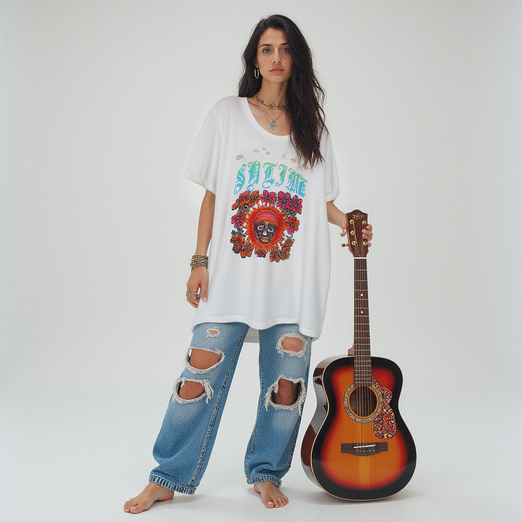 sublime oversized distressed sun t-shirt dress