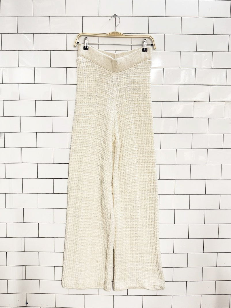 mango gatsby waffle wide leg knit pants - good market thrift store