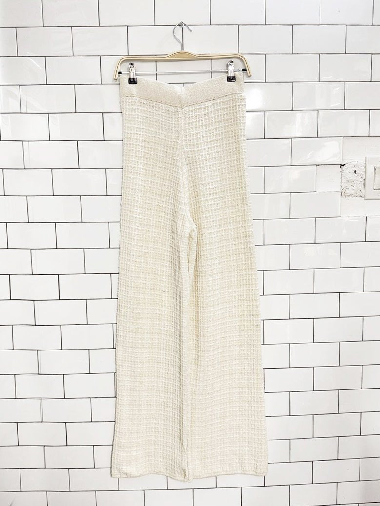 mango gatsby waffle wide leg knit pants - good market thrift store