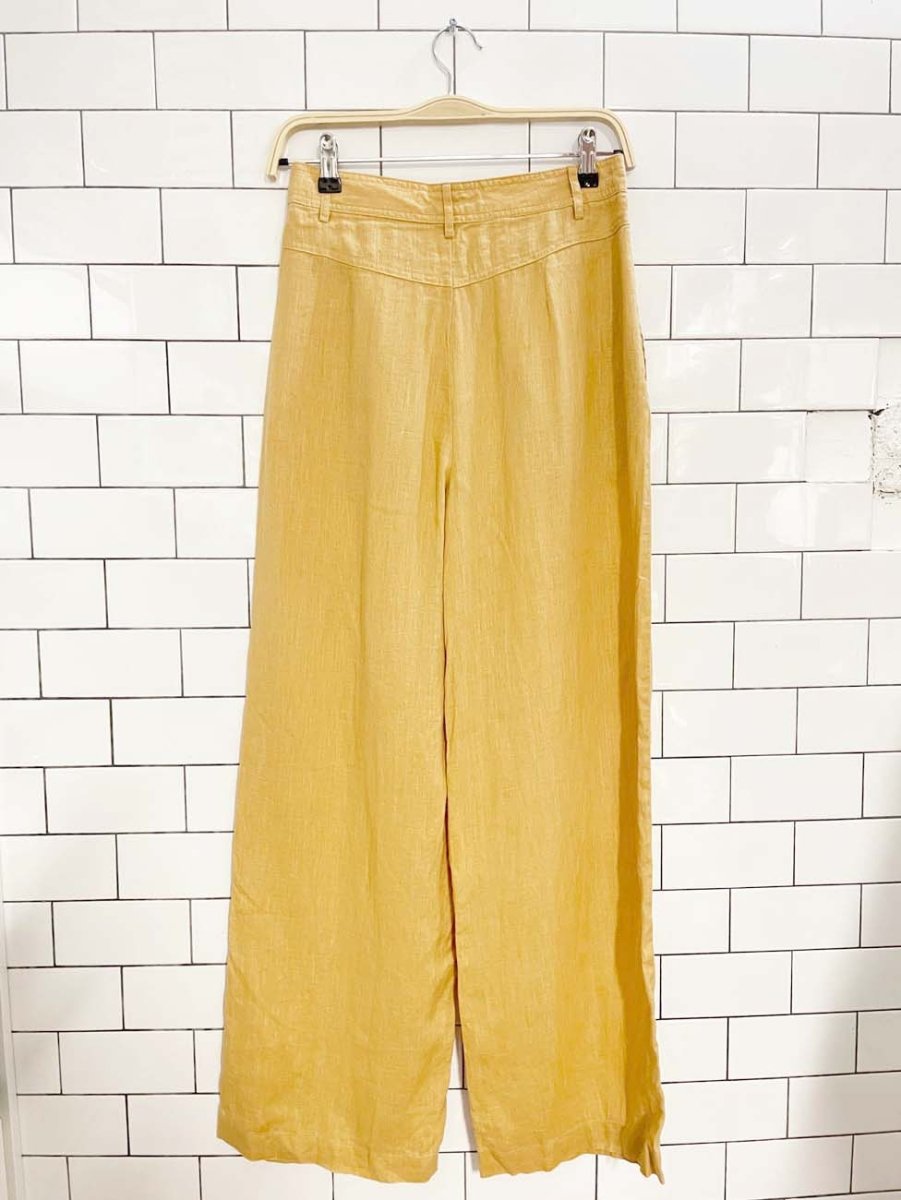 mango linen - blend pleated wide leg trouser - good market thrift store