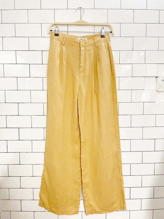 mango linen - blend pleated wide leg trouser - good market thrift store