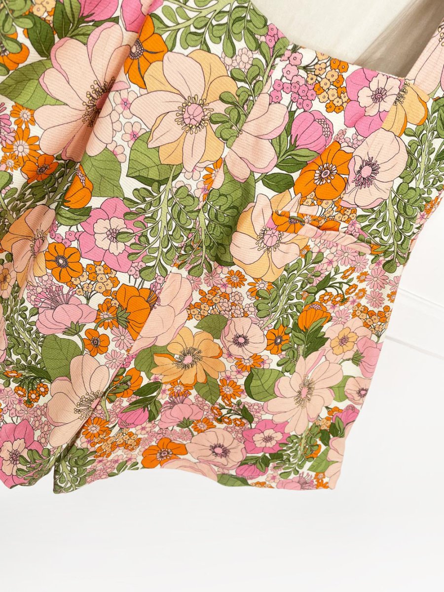 mango retro floral jumpsuit | belly - good market thrift store