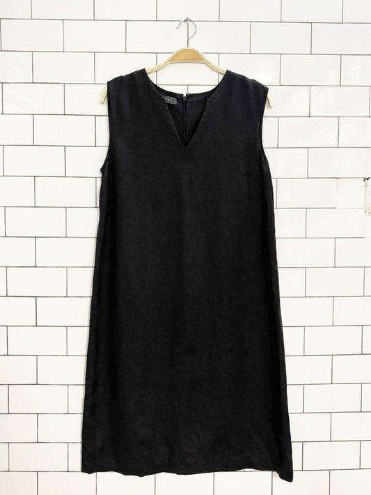 mantles linen v - neck sleeveless midi dress - good market thrift store