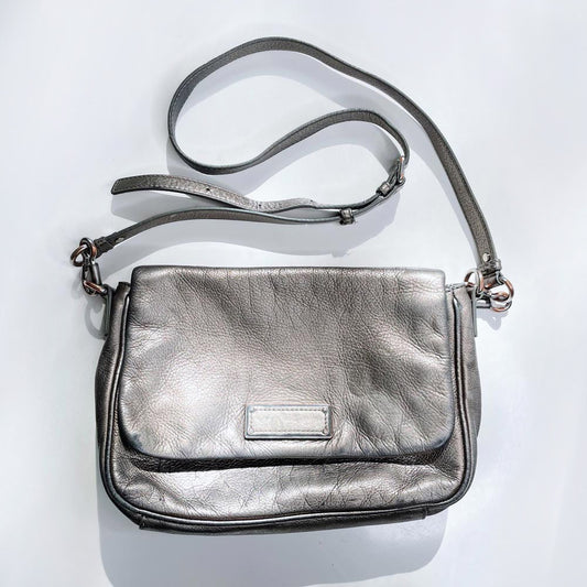 marc by marc jacobs gunmetal leather shoulder bag