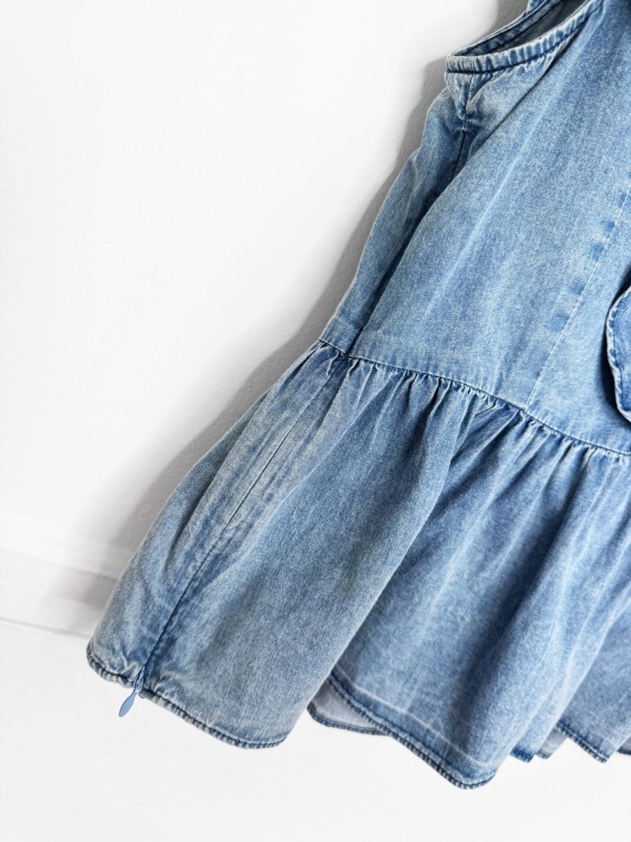 mare mare x anthropologie ruffled denim sleeveless top - good market thrift store