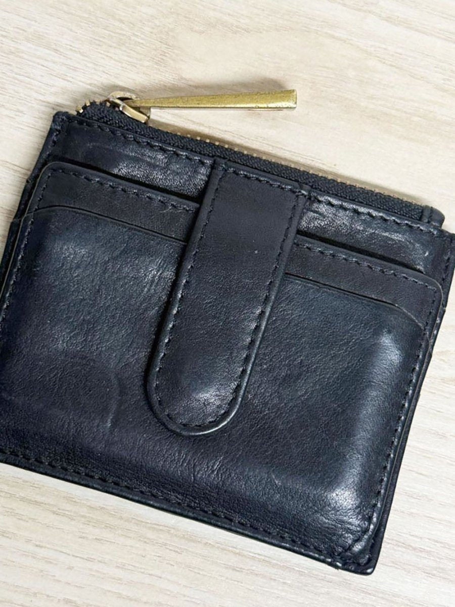 margot soft leather zip card holder wallet - good market thrift store