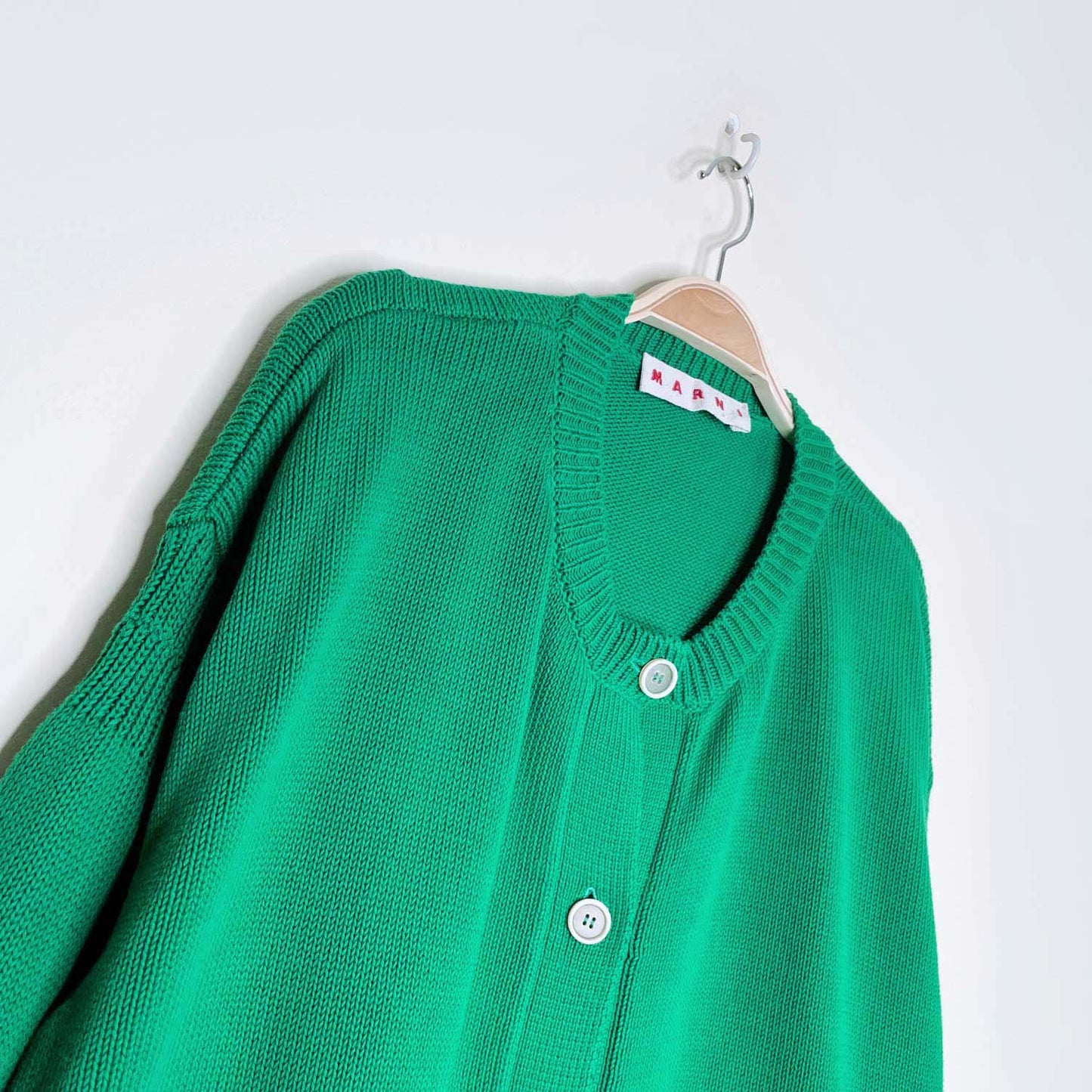 marni intarsia knit green logo cardigan - size 46 EU
